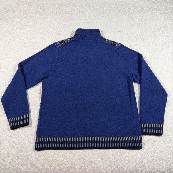 JW Anderson x Uniqlo Men's Blue Fair Isle 100% Wool Turtleneck Sweater Size L - Picture 6 of 10
